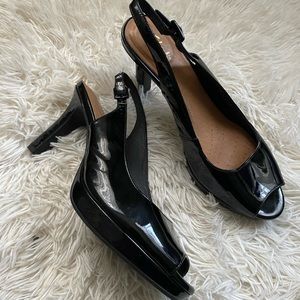 clarks womens black peep toe heel